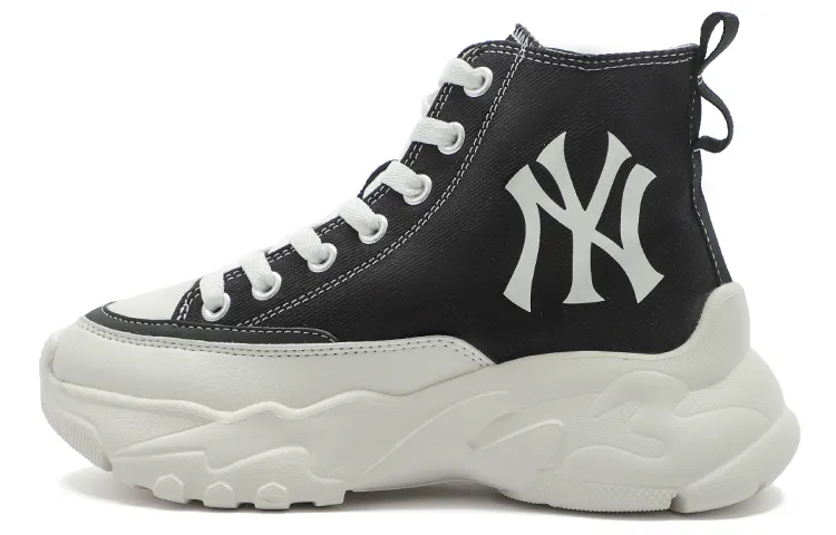 MLB Chunky High Abrasion Resistant Height Increasing High top Canvas Shoes Unisex Black