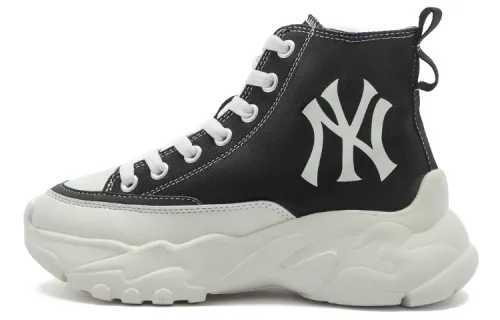 MLB Chunky High Abrasion Resistant Height Increasing High top Canvas Shoes Unisex Black