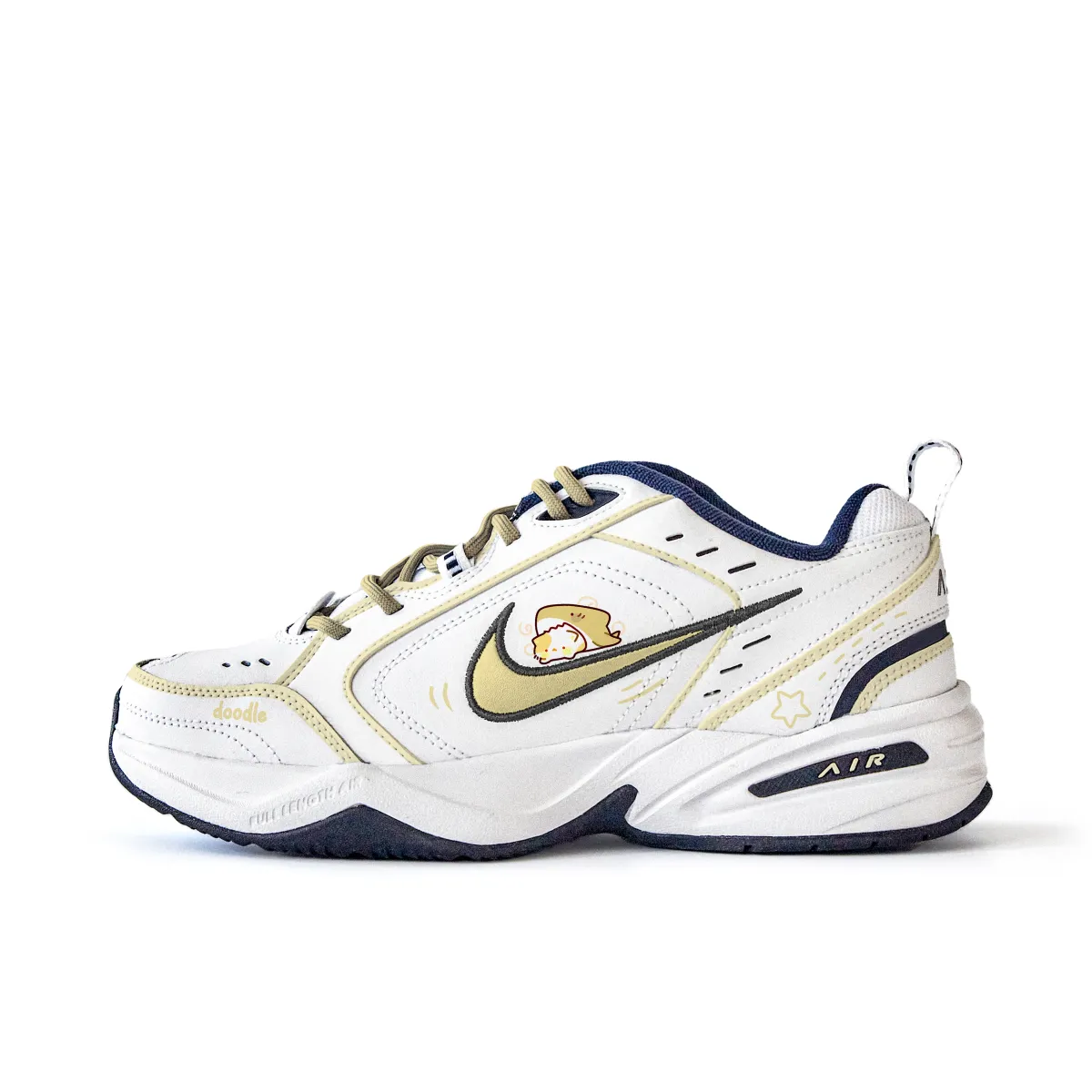 Nike Air Monarch 4 Slip Resistant Abrasion Resistant Low top Chunky Sneakers Unisex White Yellow