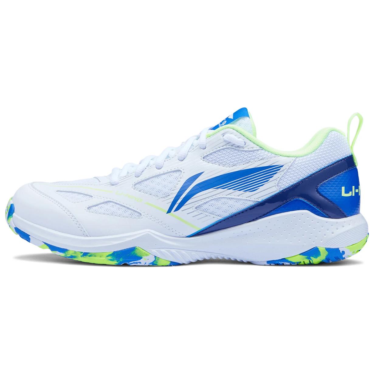 Li Ning Gale Lite Slip Resistant, Abrasion Resistant, Breathable Low top Badminton Shoes Unisex White Blue