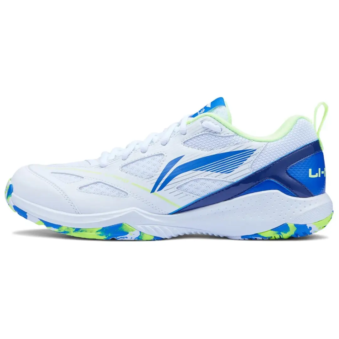 Li Ning Gale Lite Slip Resistant, Abrasion Resistant, Breathable Low top Badminton Shoes Unisex White Blue