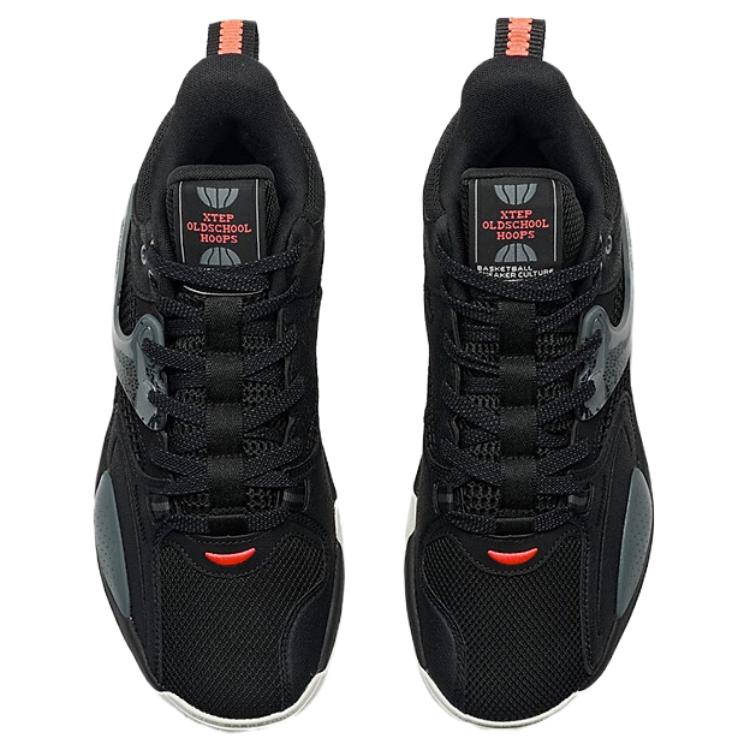 XTEP Cushioning Slip Resistant Abrasion Resistant Mid top Basketball Shoes Men’s Black
