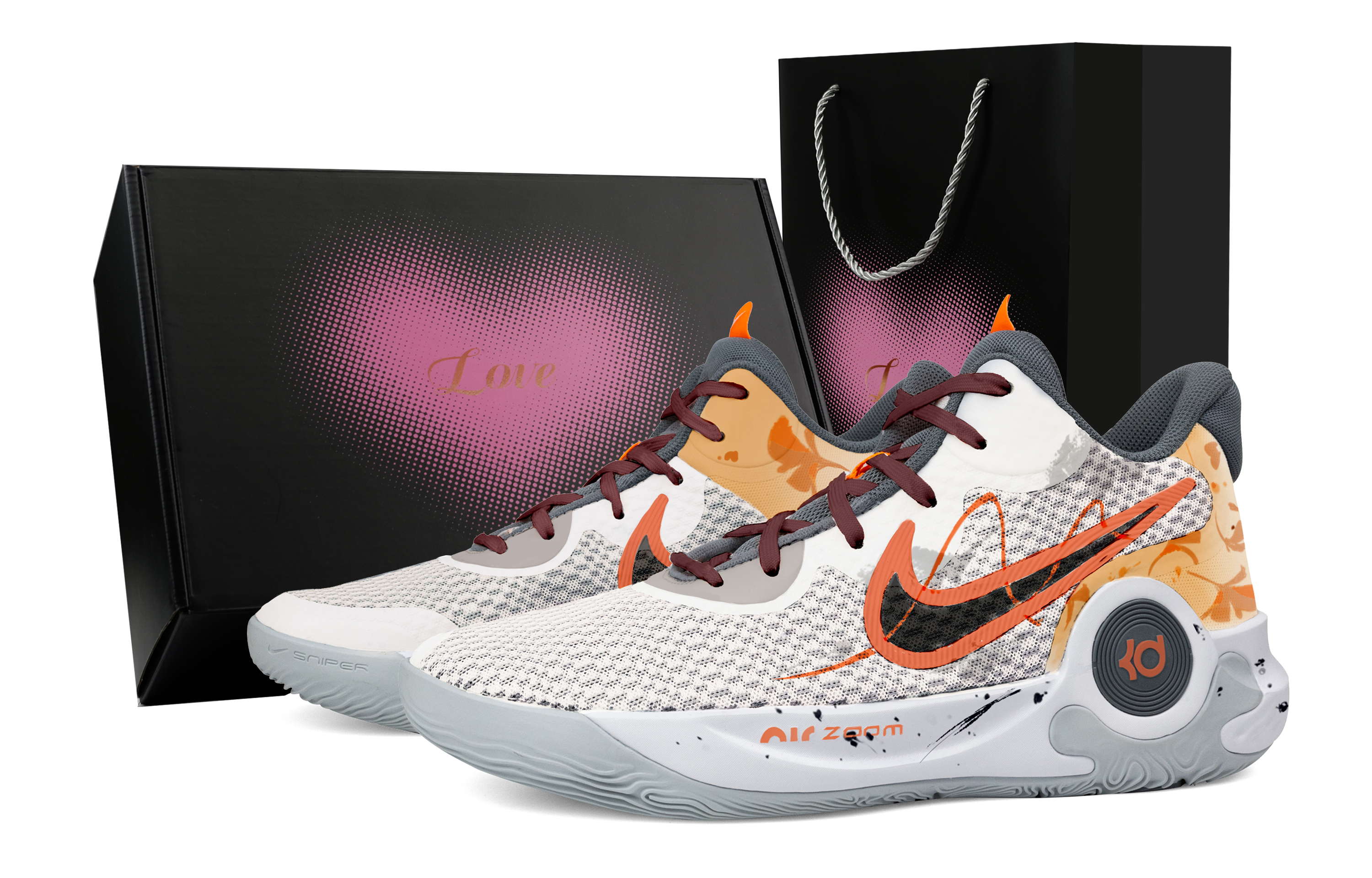 Nike KD Trey 5 IX Autumn Heart Box Fabric Abrasion Resistant Mid top Basketball Shoes Unisex Gray