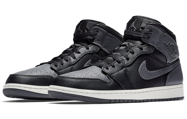 Мужские кроссовки Jordan Air Jordan 1 Mid (темно-серые) — Чёрный / серый — фото 3
