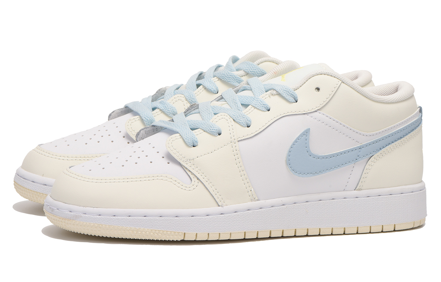 Jordan Air Jordan 1 Slip Resistant Abrasion Resistant Low top Vintage Basketball Shoes GS Yellow Blue