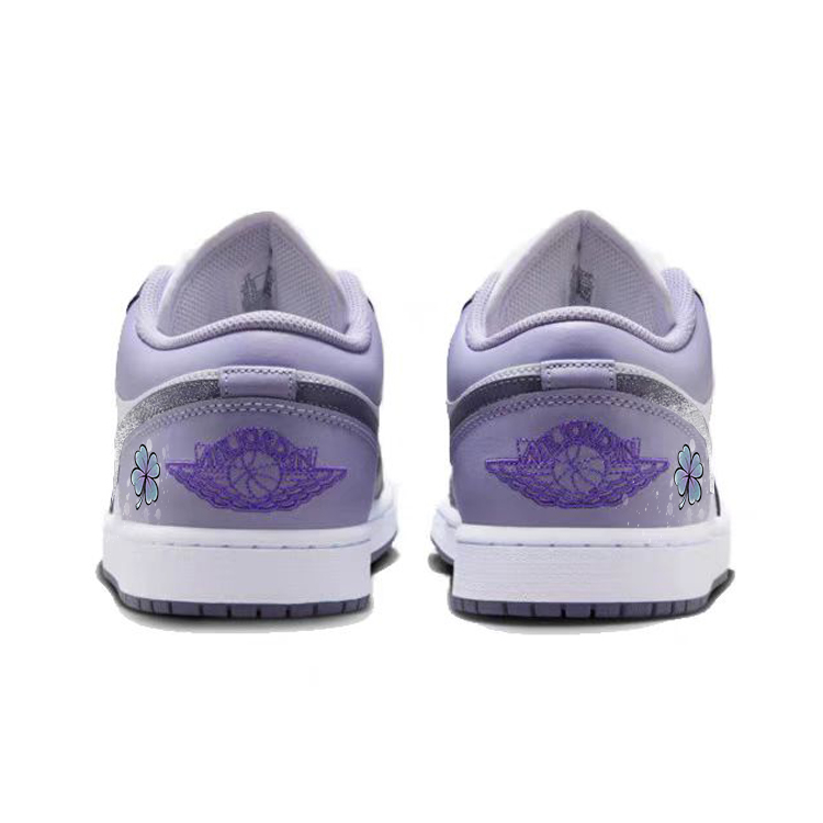 Jordan Air Jordan 1 Slip Resistant Abrasion Resistant Low top Vintage Basketball Shoes Men’s Purple White