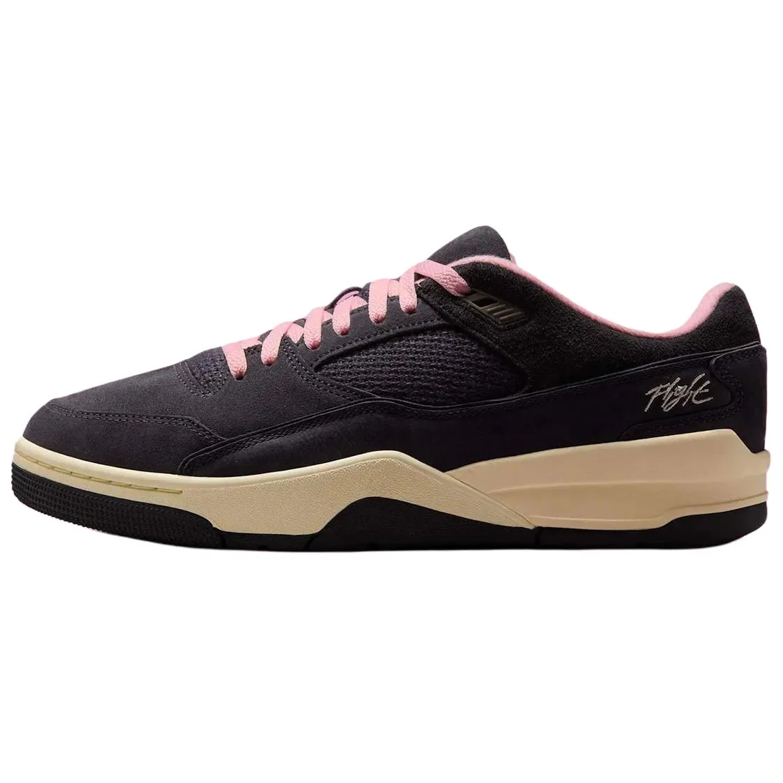 Jordan FLIGHT COURT Slip Resistant Abrasion Resistant Low top Vintage Basketball Shoes Men's Black Pink