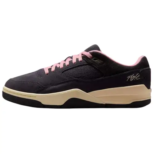 Jordan FLIGHT COURT Slip Resistant Abrasion Resistant Low top Vintage Basketball Shoes Men's Black Pink