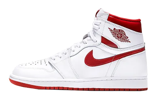 Jordan Air Jordan 1 Retro Metallic Red 2017 Comfortable and Versatile Non-Slip Lightweight High Top Retro Basketball Shoes Women's White Red