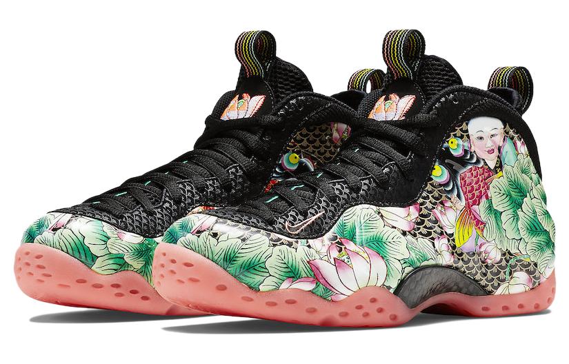 Мужские кроссовки Nike Foamposite One (сине-цветные) — 黑/黑/熔岩/湖蓝 — фото 2