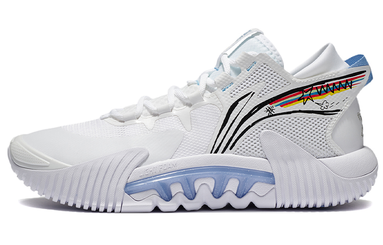 LiNing Li Ning Fanwu 2 Low Comfortable and Versatile Textile Synthetic Leather TPU Shock Absorbing Anti-Slip Wear-Resistant Wrapped Support Low-top Basketball Shoes Men's White Blue