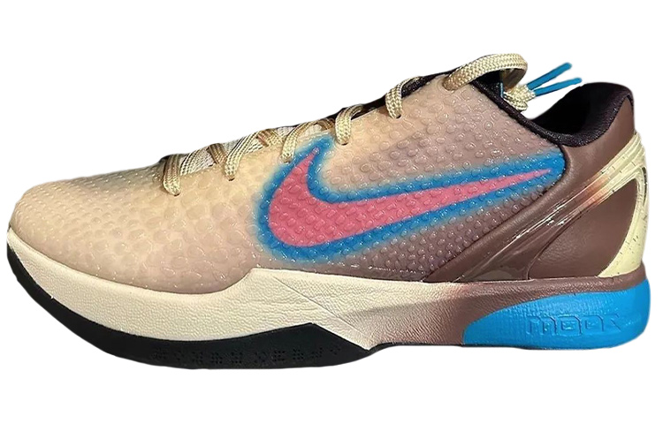 Nike Zoom Kobe 6 Protro \"BHM\" round toe lace-up shock-absorbing low-top basketball shoes men's brown red blue