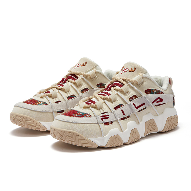 FILA FUSION BUSTER Puffy Shoes, Fashion Versatile Low top Vintage Basketball Shoes Men’s Red