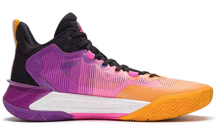 Li Ning Liren 3 Danxia Mid top Performance Basketball Shoes Men’s Orange Purple Black