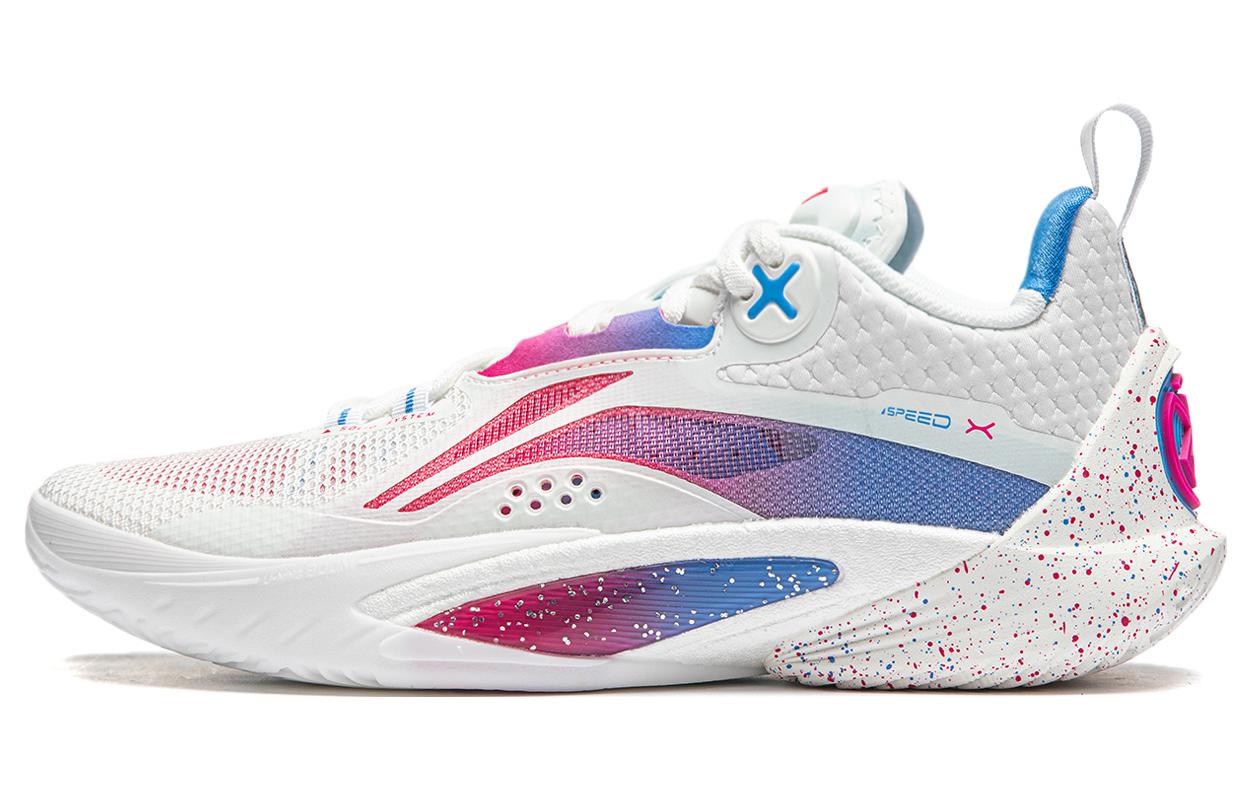 LiNing × League of Legends/LEAGUE OF LEGENDS LPL Joint-10th Anniversary-Blitz 10 Technology Lightweight Rebound Stable Support Low-top Basketball Shoes Men's White Pink