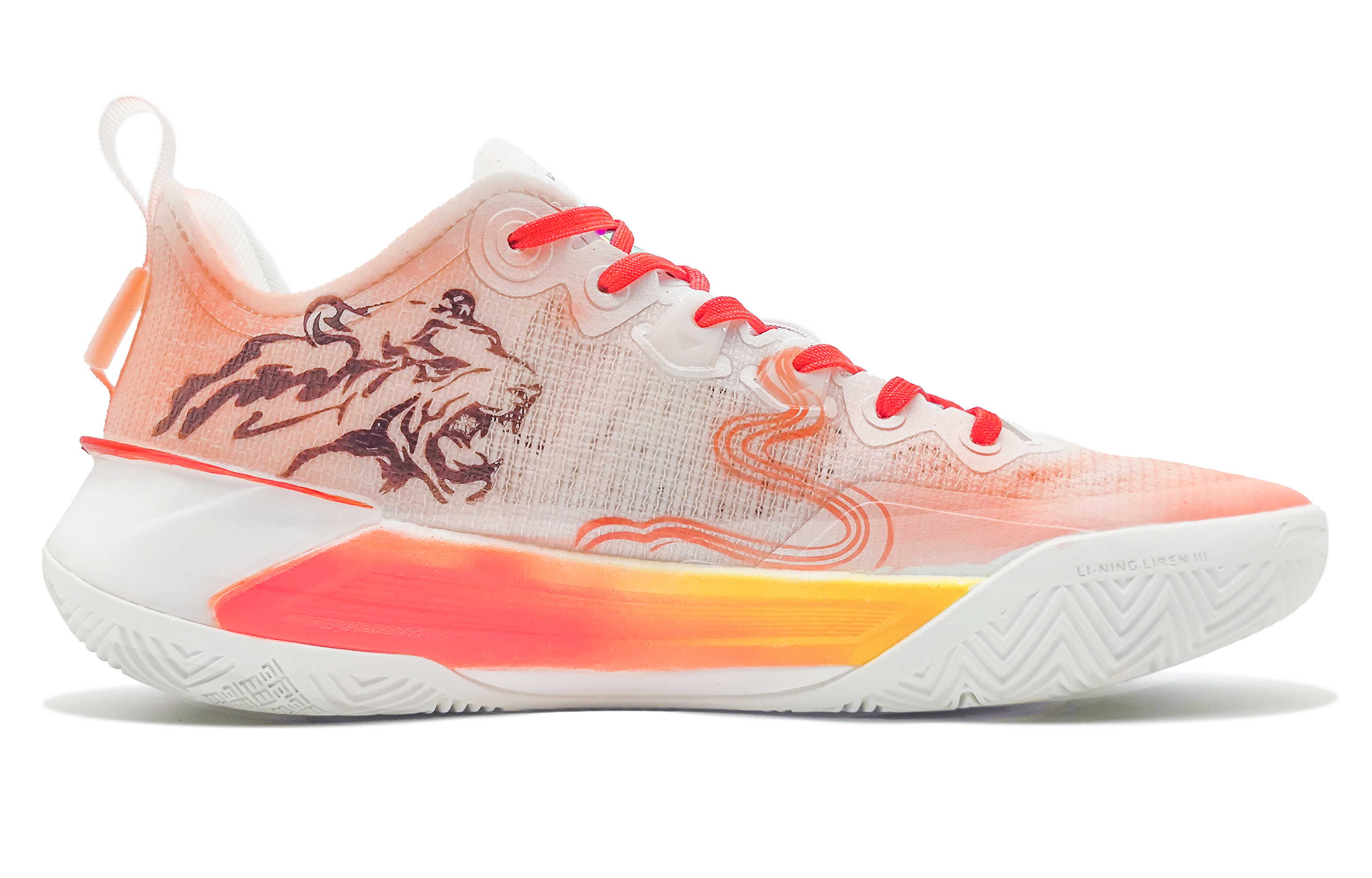 Li Ning Liren 3 V2 Abrasion Resistant Cushioning Low top Basketball Shoes Unisex Red White