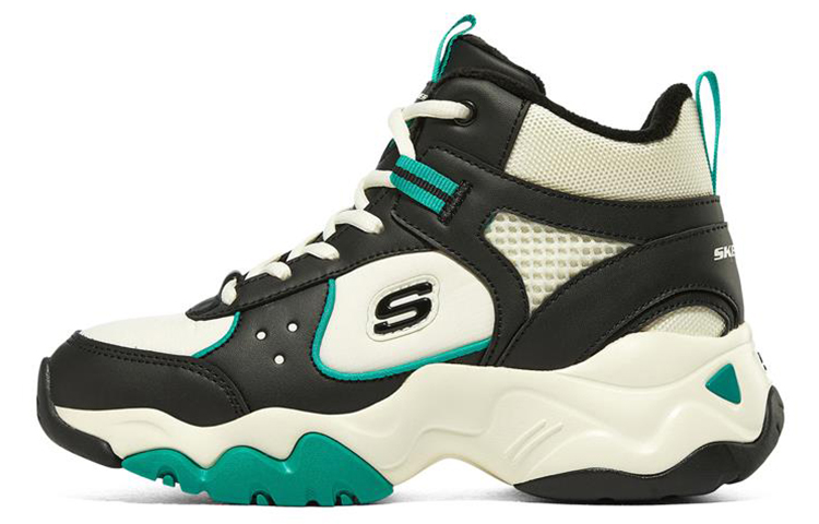 Женские кроссовки Skechers D'LITES 3.0 (черно-бело-зеленые)