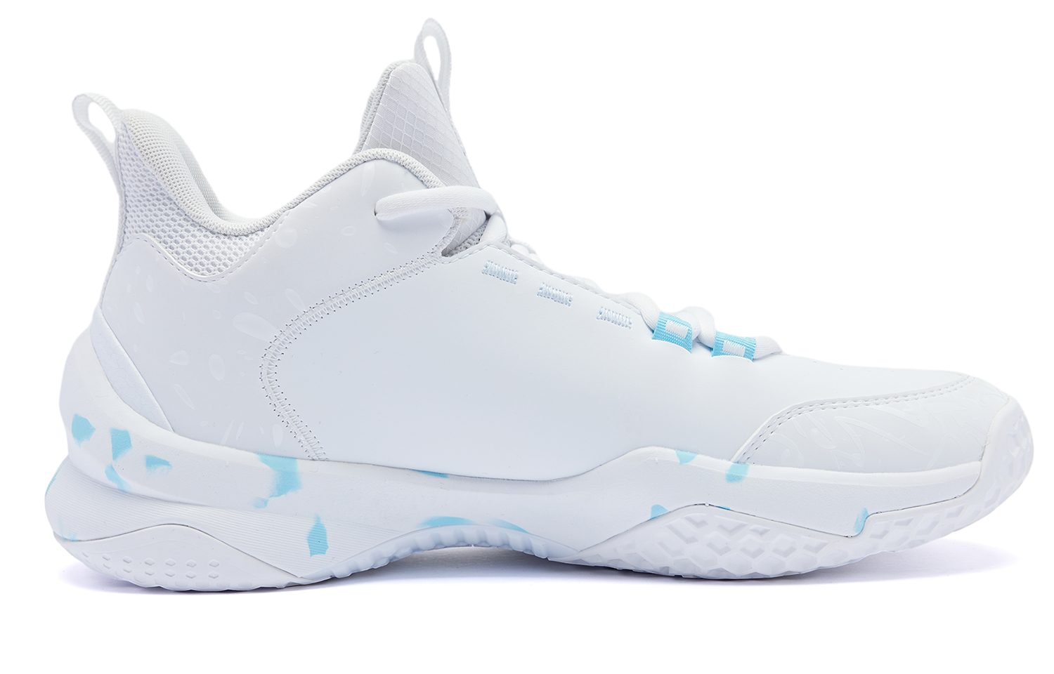 QIAODAN Cushioning Abrasion Resistant Cushioning, Wear Resistant Mid top Basketball Shoes Men’s White Blue