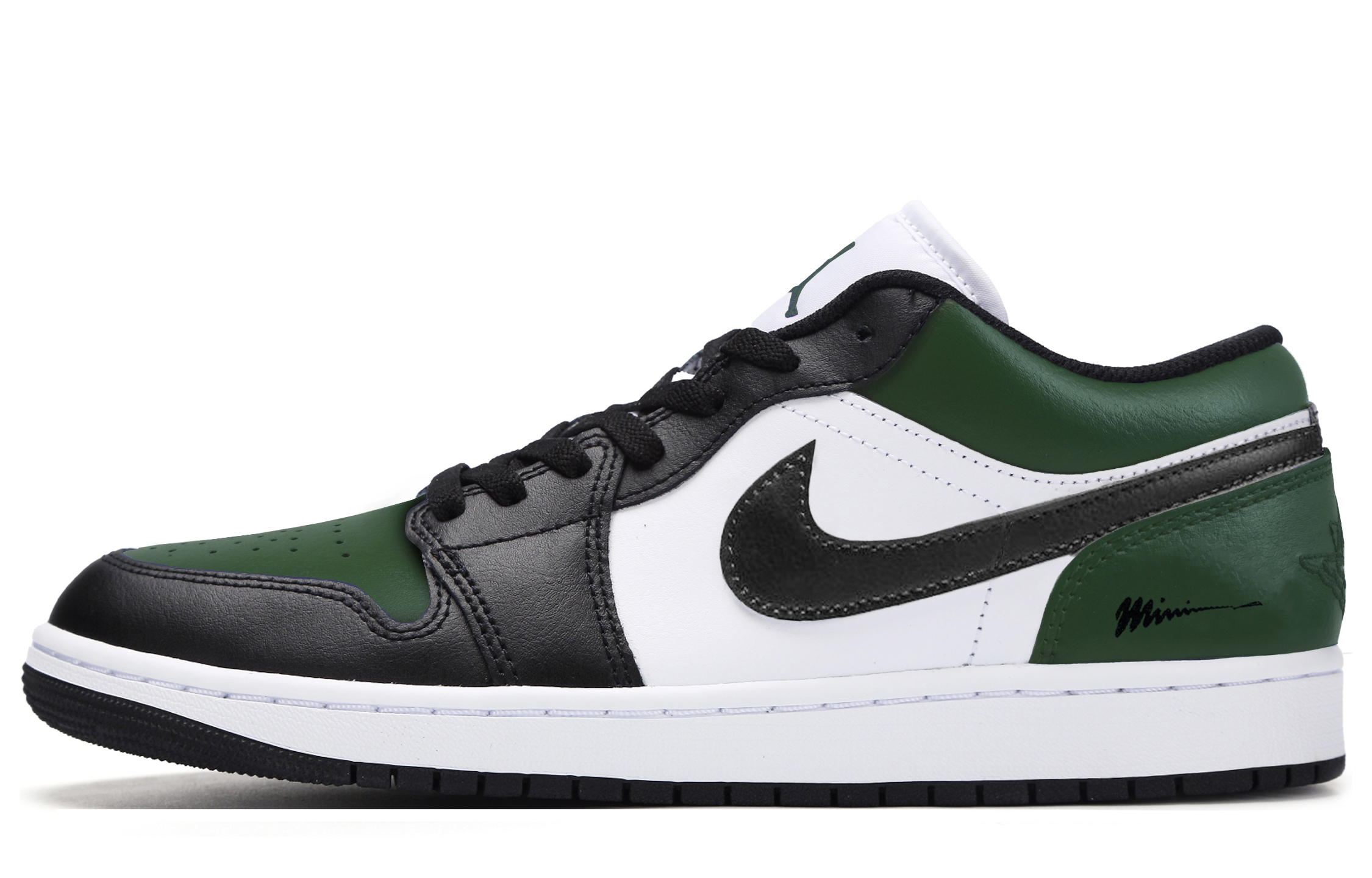 Jordan Air Jordan 1 Slip Resistant Abrasion Resistant Low top Vintage Basketball Shoes Men’s Black Green