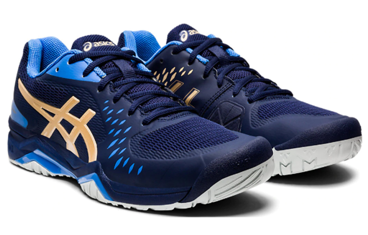 Asics Gel Challenger 12 Cushioning Low top Tennis Shoes Men's Blue Gold