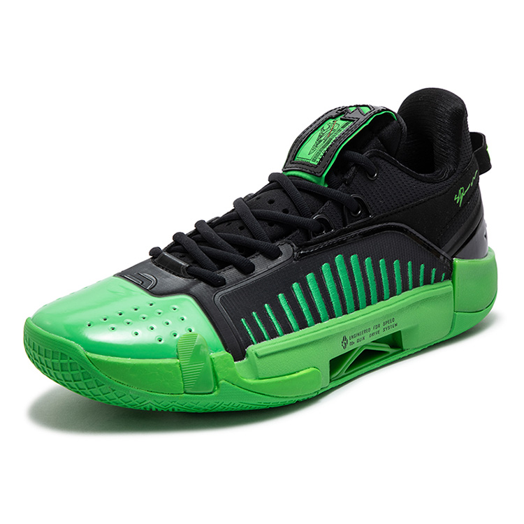 361° Cushioning Slip Resistant Abrasion Resistant Low top Basketball Shoes Men’s Black Shine Green