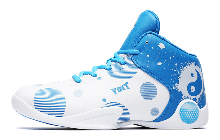 VOIT Tai Chi Wuwei makes a sound when rubbed, leather, retro, professional, shock-absorbing, non-slip, wear-resistant, lightweight, high-top, practical basketball shoes, men's blue