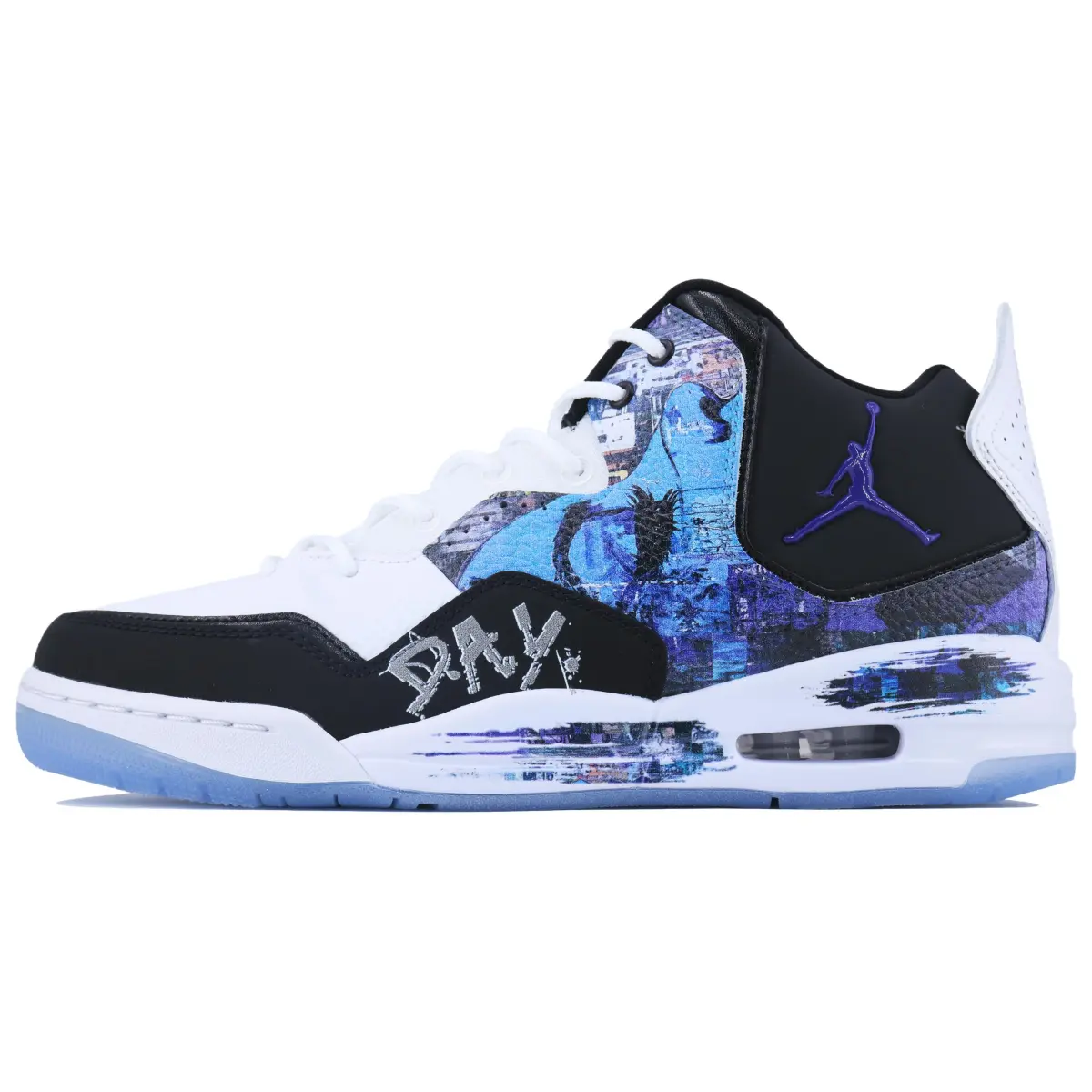 Jordan Courtside 23 Concord Hobo Band SDS Abrasion Resistant Mid top Vintage Basketball Shoes Men's White Black Purple