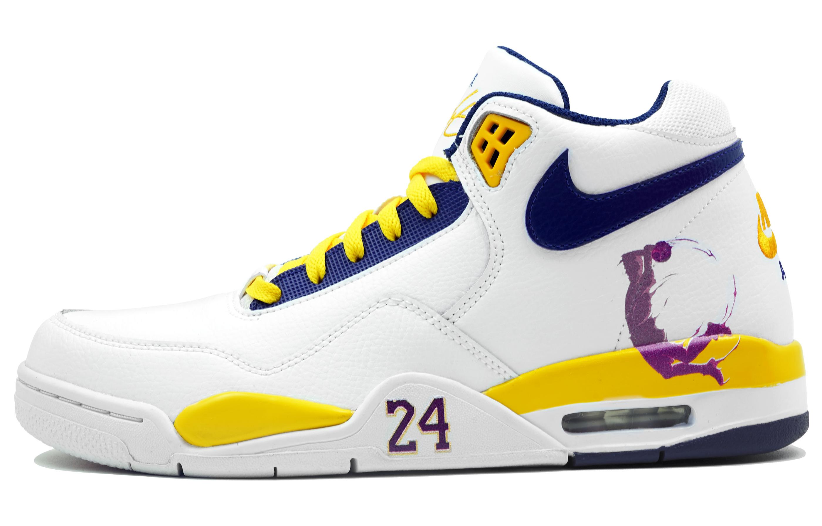 Nike Flight Legacy Kaleidoscope Purple Gold Kobe Box Mid-Top Vintage Basketball Shoes Men’s White Blue Yellow