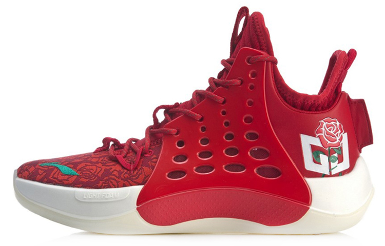 LiNing Sonic 7 V2 CJ. McCollum City of Roses Comfortable Leather Shock Absorbing Anti-Slip Wear-Resistant Mid-top Basketball Shoes Men's Red