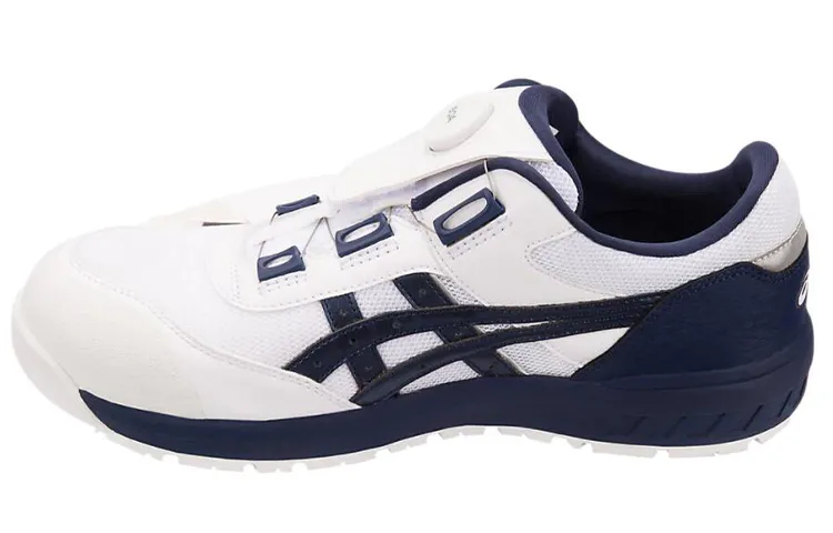 ASICS Winjob Slip Resistant, Abrasion Resistant, Breathable Low top Cycling Shoes Unisex White Blue