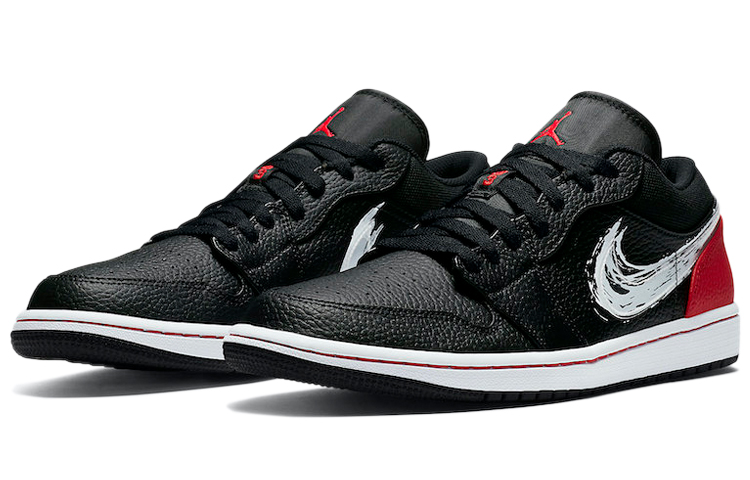 Jordan 1 Low Brushstroke Swoosh Black