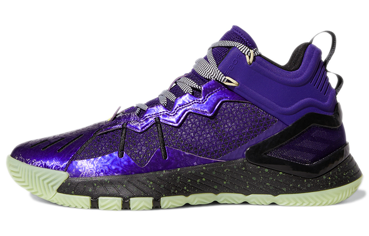 Adidas D Rose Son Of Chi round toe lace-up, shock-absorbing, non-slip, wear-resistant, mid-top practical basketball shoes, men's purple