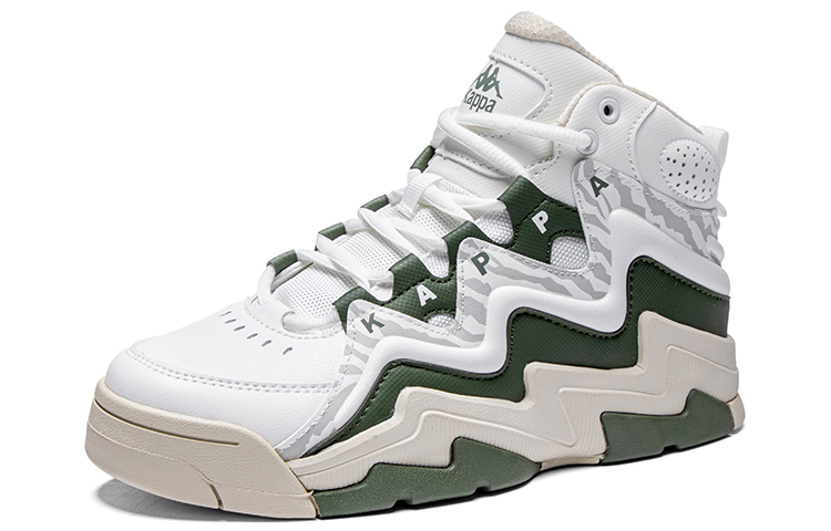 Kappa Athleisure Abrasion Resistant Abrasion Resistant High top Vintage Basketball Shoes Unisex White Green