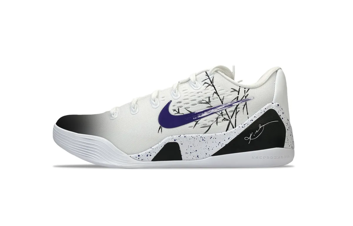 Nike Kobe 9 YDCC Ink Bamboo Cloud Step Slip Resistant Abrasion Resistant Low top Basketball Shoes Unisex White Purple