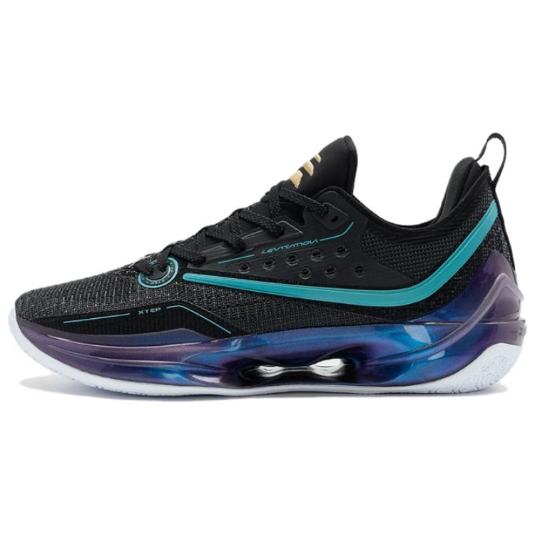 XTEP Yuwun 8 Comfortable And Breathable Cushioning, Wear Resistant Low top Basketball Shoes Men’s Black Blue