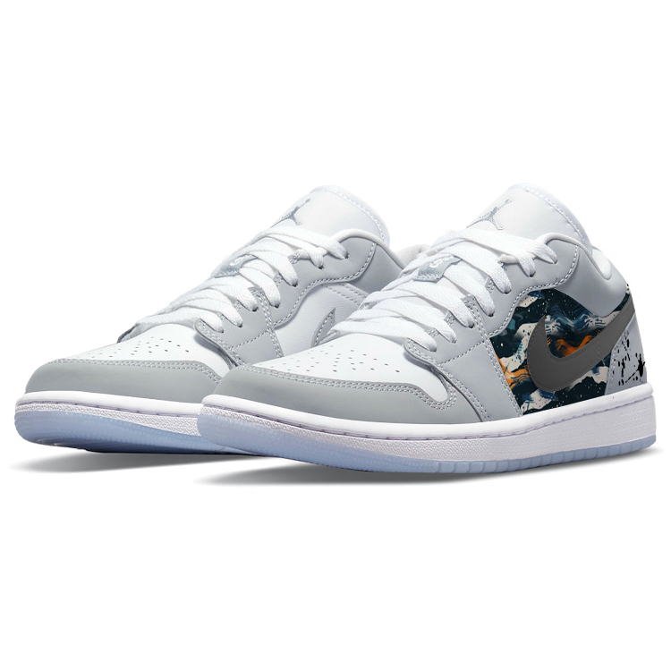 Jordan Air Jordan 1 Abrasion Resistant Slip Resistant Low top Vintage Basketball Shoes Women’s Gray White