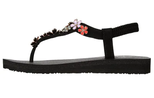 Skechers Meditation Glass Daisy Fashion One Strap Sandals Women's Black
