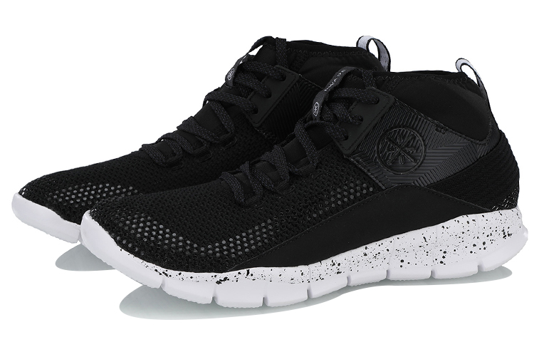Li Ning Mid top Basketball Shoes Unisex Black White