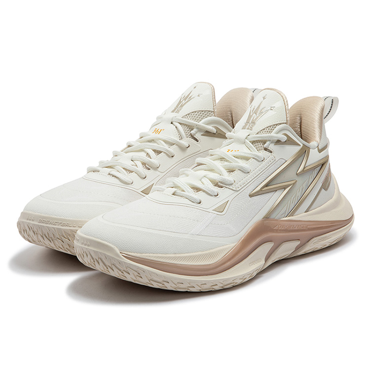 361° Cushioning Slip Resistant Abrasion Resistant Low top Basketball Shoes Men’s White Gold
