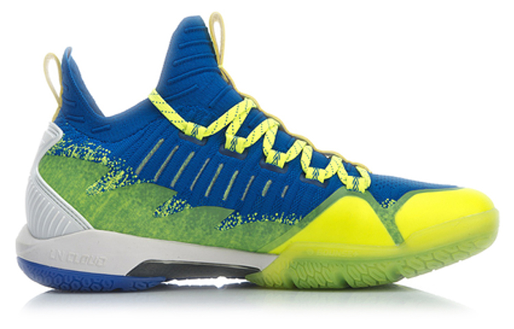 Li Ning Cool Shark Cushioning Breathable Lightweight Slip Resistant Low top Badminton Shoes Unisex Blue Green