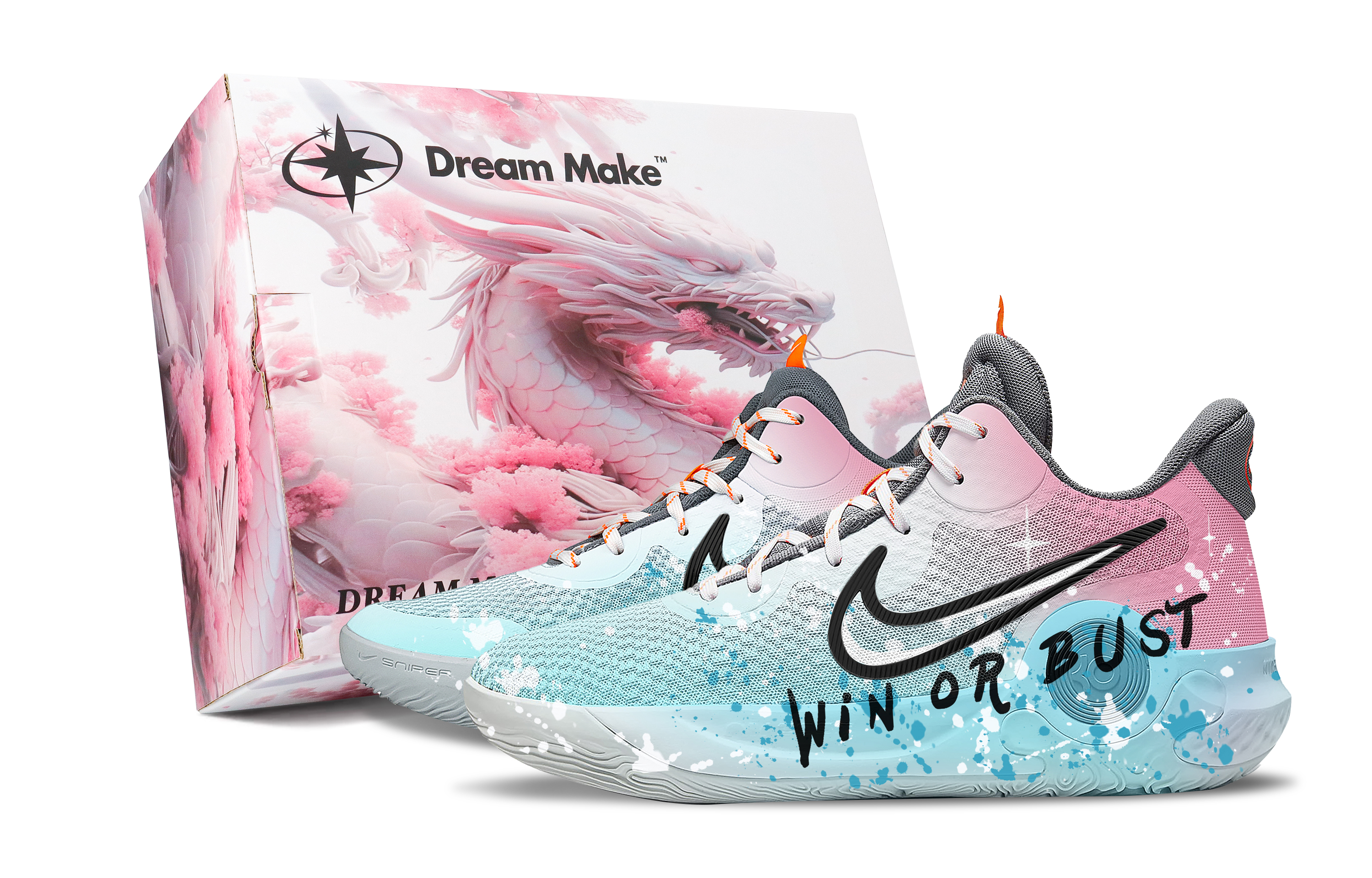 Nike KD Trey 5 IX Observer Pink Box Slip Resistant Abrasion Resistant Mid top Basketball Shoes Unisex Pink Blue