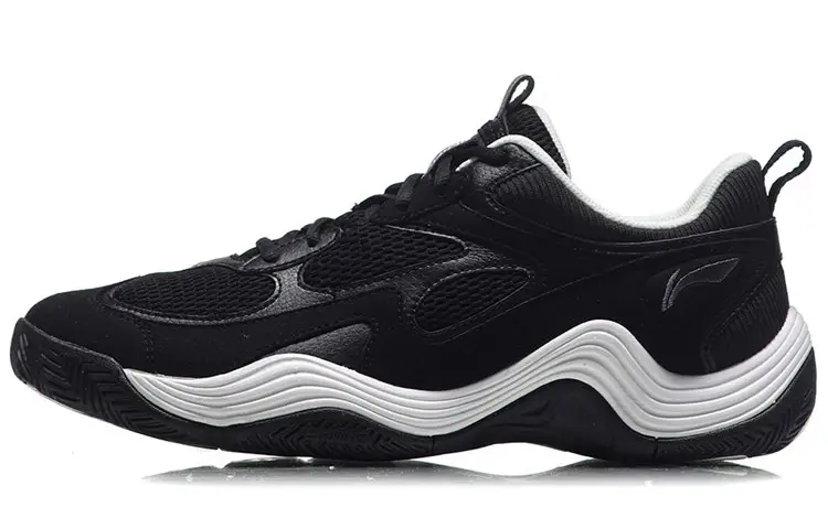 Li Ning Vintage Basketball Shoes Unisex Low Top Black White