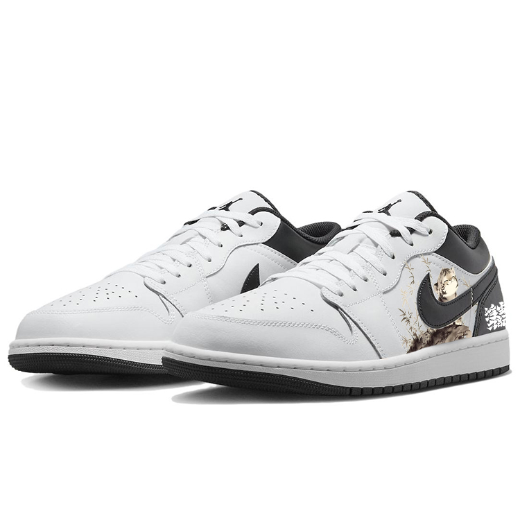 Jordan Air Jordan 1 Slip Resistant Abrasion Resistant Low top Vintage Basketball Shoes Men’s White Black