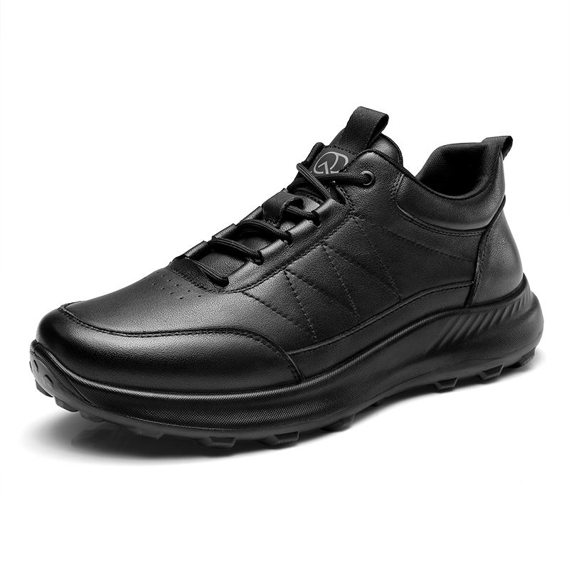 Qiangren 3515 Genuine Leather Soft Sole Sports Outdoor Commuting Shoes Men's Casual Men's Black