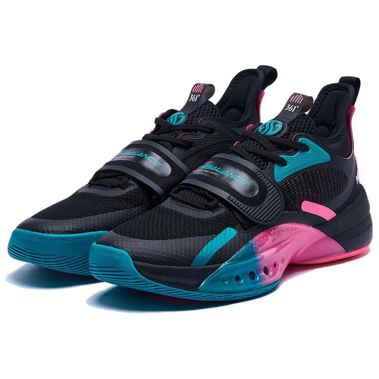 361° LIGHT UP Cushioning, Wear Resistant Low top Basketball Shoes Men’s Black Blue Pink