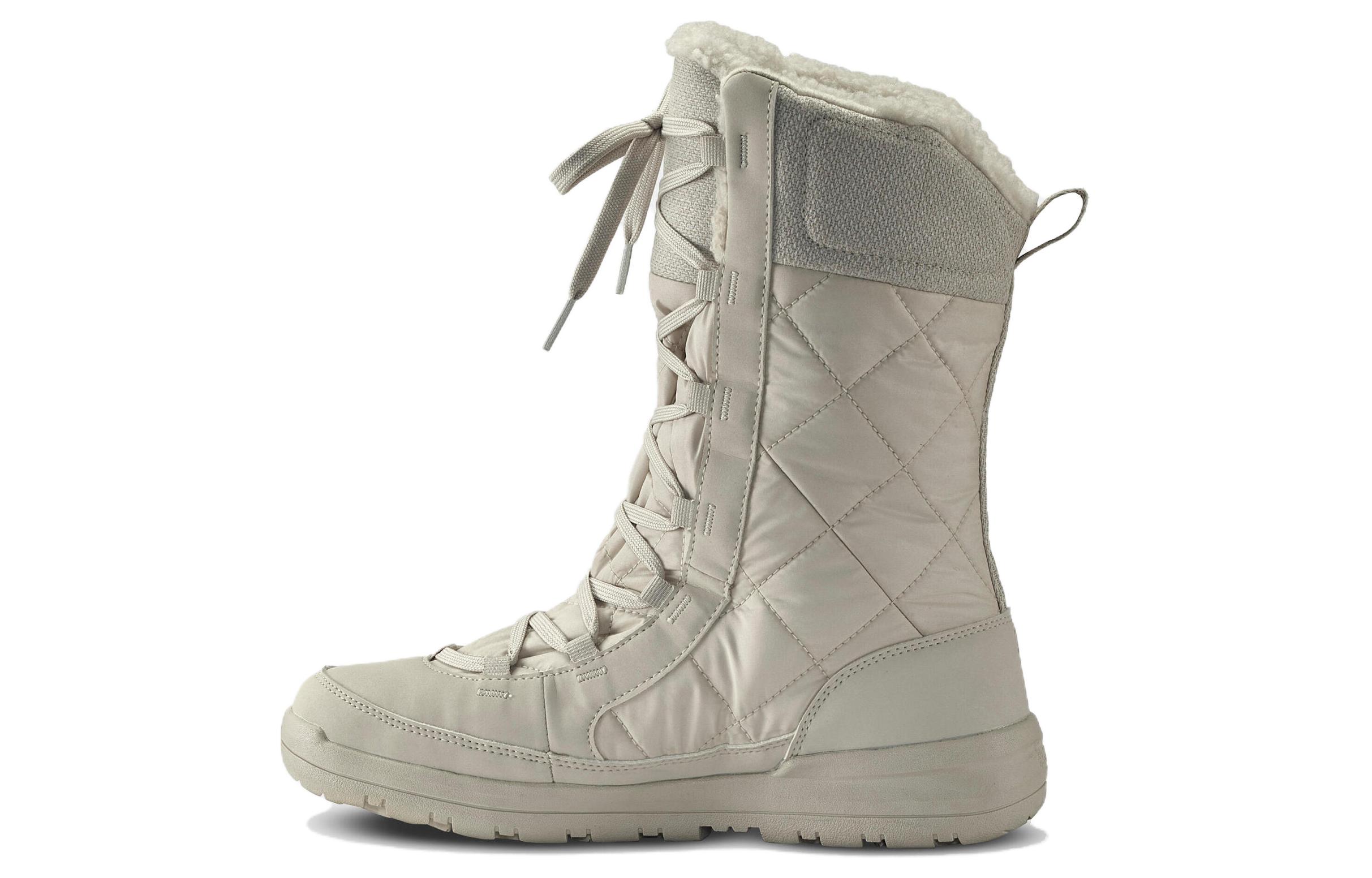 Decathlon DECATHLON SH500 QUECHUA Comfortable and simple lace-up non-slip waterproof and warm high-top hiking shoes women's white gray