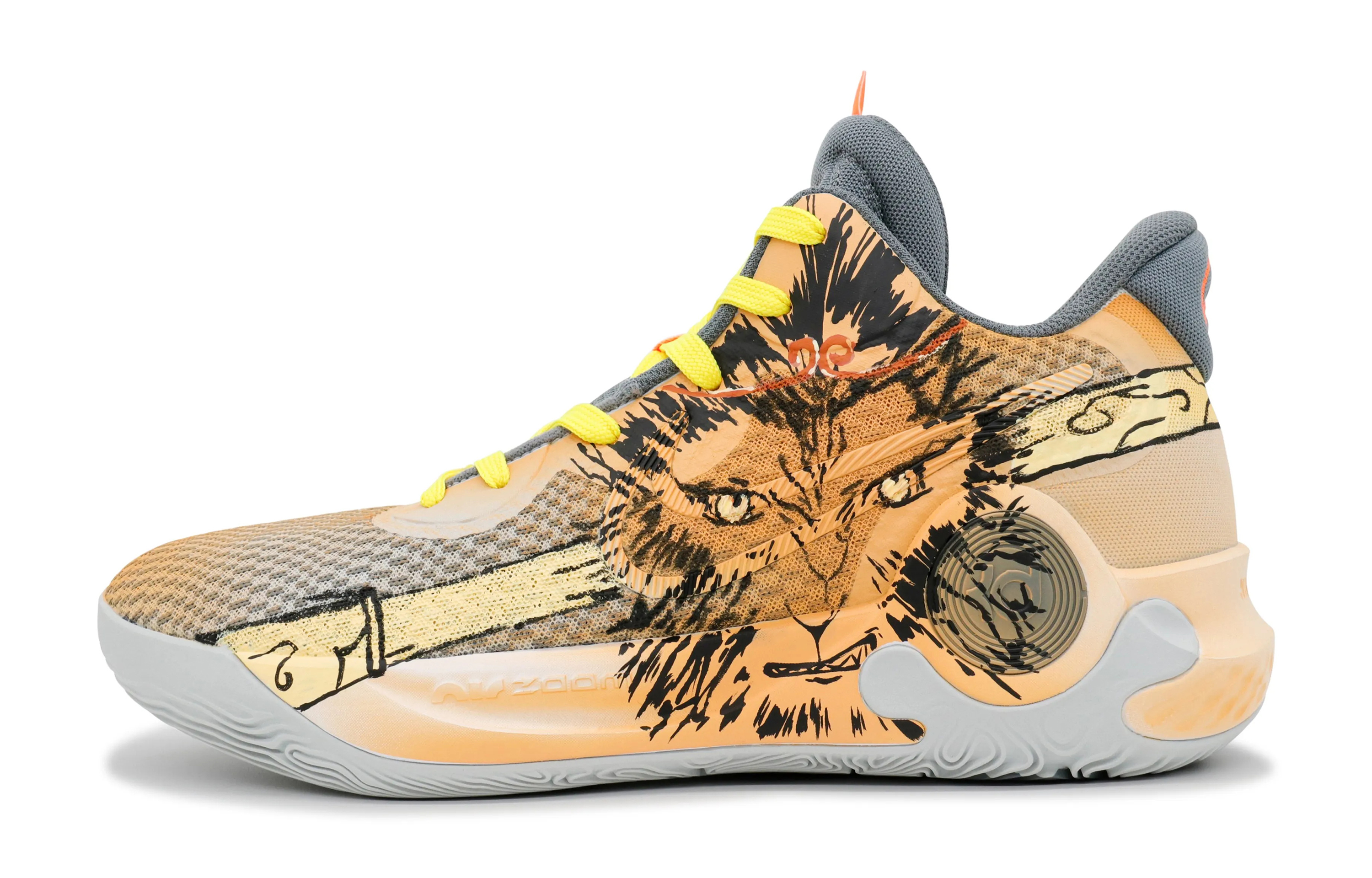 Nike Trey 5 Goku Legend Slip Resistant Abrasion Resistant Mid top Basketball Shoes Unisex Orange Red