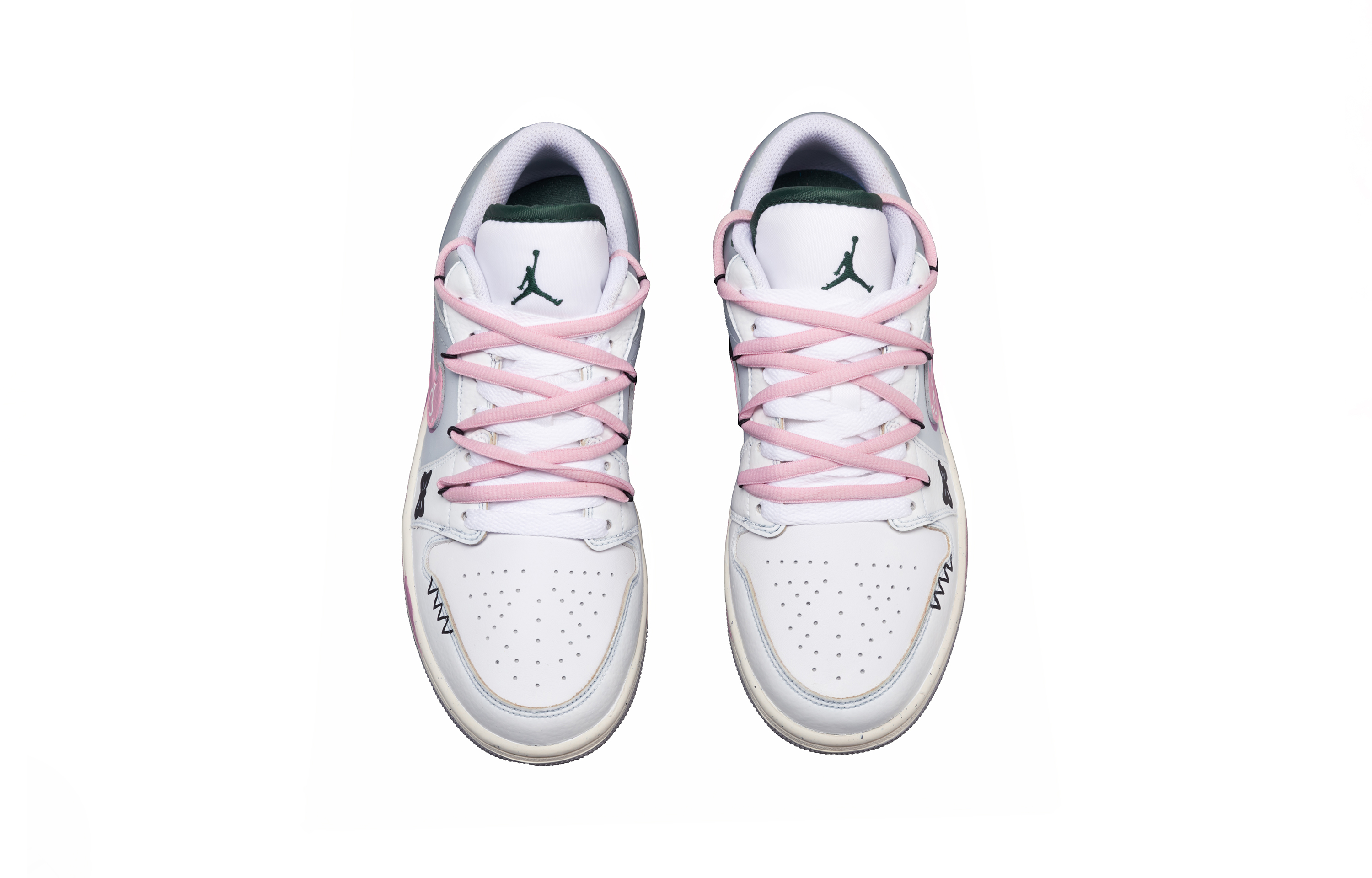 Jordan Air Jordan 1 Cushioning Low top Vintage Basketball Shoes Women’s White Pink Gray