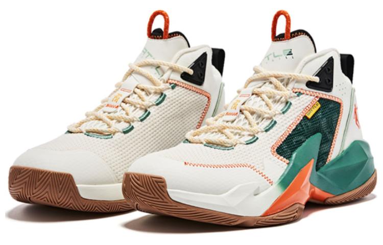 QIAODAN Cushioning Slip Resistant Abrasion Resistant High top Basketball Shoes Men's Gray Green