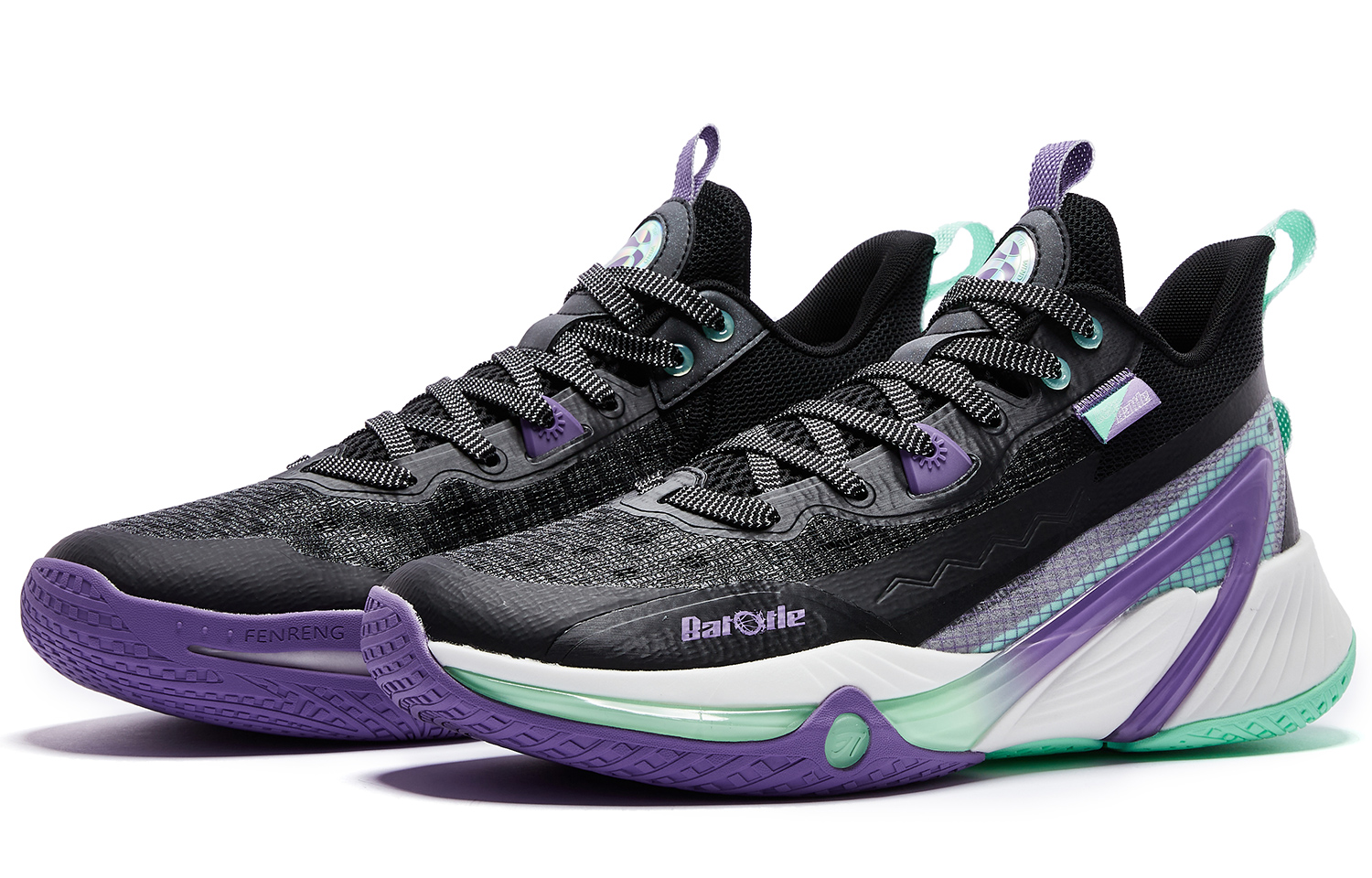 QIAODAN Cushioning Slip Resistant Abrasion Resistant Low top Basketball Shoes Men’s Black Purple